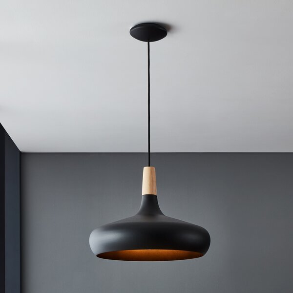 EGLO Lampă suspendată Sabinar, 1 lumină, negru, Ø 40 cm, reglabil, Negru, Camera de zi / sufragerie, Metal, Scandinavă