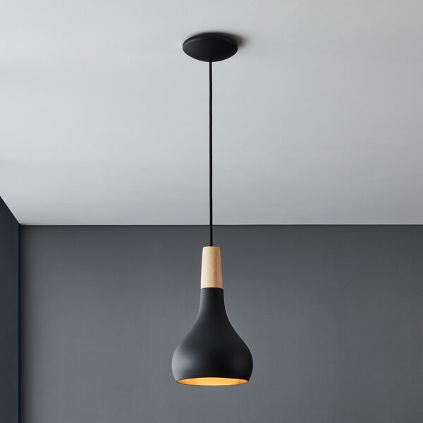 EGLO Lampă suspendată Sabinar, 1 lumină, negru, Ø 18 cm, reglabil, Negru, Camera de zi / sufragerie, Metal, Scandinavă