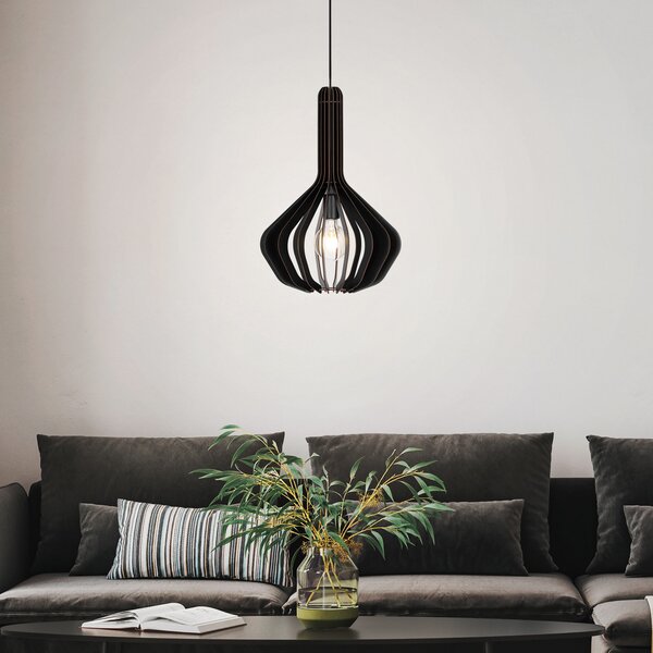 EGLO Lampă suspendată Velasco în negru, Ø 38 cm, reglabil, Negru, Camera de zi / sufragerie, Metal, Modern