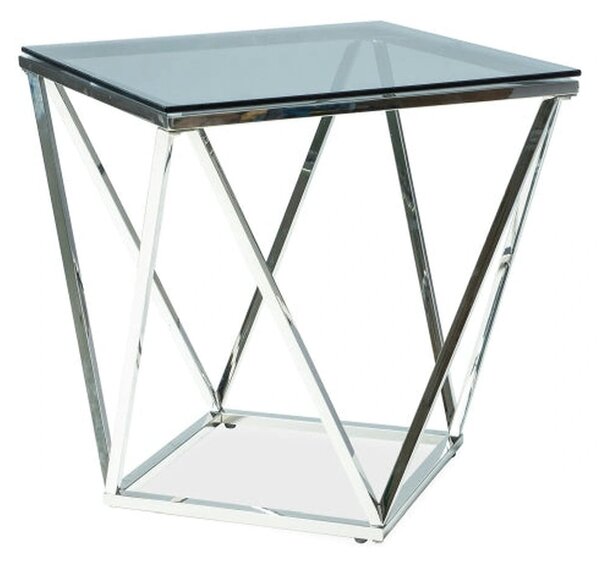 Măsuță cafea SILVER B, transparent/crom, sticlă securizată/metal, 50x5