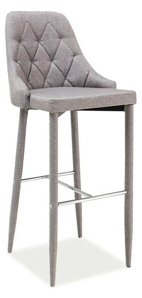 Scaun bar TRIX H-1, gri, stofă/metal, 46x42x109 cm