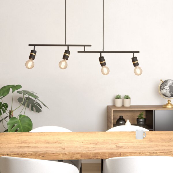 EGLO Suspensie Lurone, negru, patru lumini, reglabil, Negru, Camera de zi / sufragerie, Metal, Modern