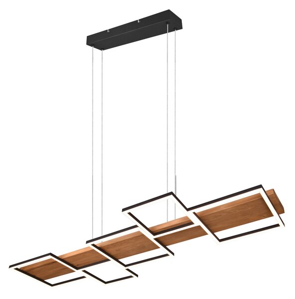 Trio Lighting Suspensie cu LED Harper, 115 cm x 44,5 cm, reglabil, Lemn, Camera de zi / sufragerie, Lemn, Modern