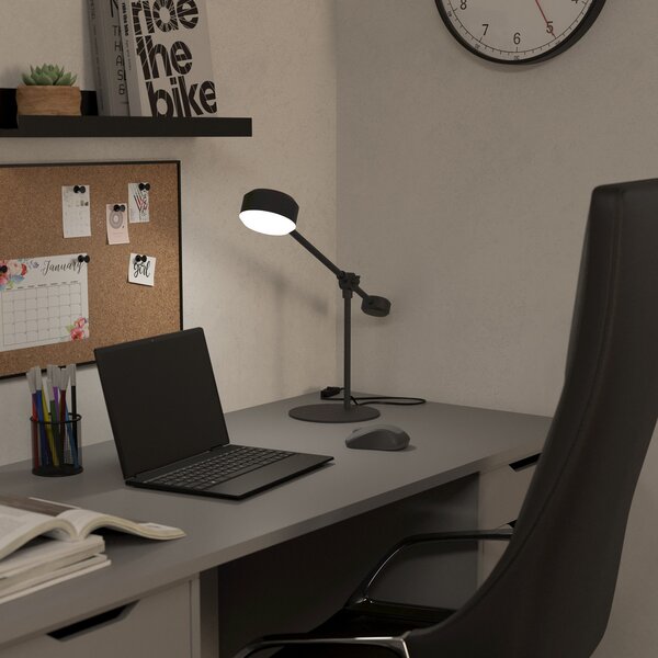 EGLO Lampă de masă cu LED Clavellina, negru, înclinabilă, Negru, Camera de zi / sufragerie, Metal, Modern