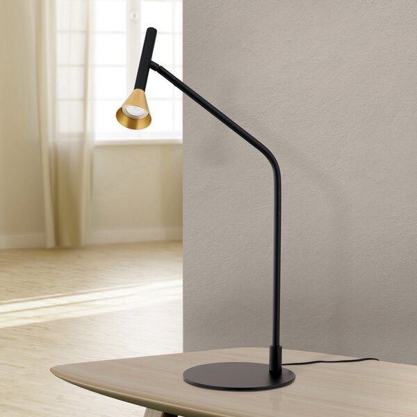 ORION Lampă de masă LED Odeon, neagră, pivotantă, Negru, dormitor, Metal, Modern