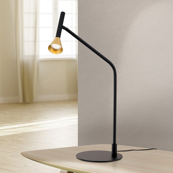 ORION Lampă de masă LED Odeon, neagră, pivotantă, Negru, dormitor, Metal, Modern