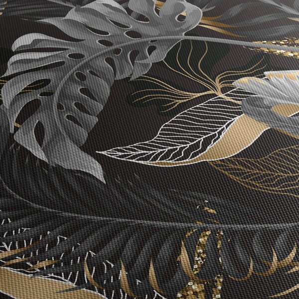 Tablou - Frunze tropicale, Galben - auriu (90x60 cm)