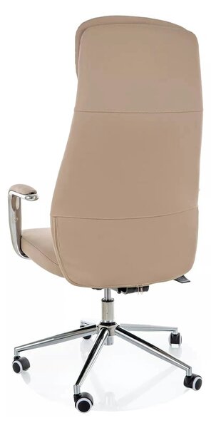 Scaun birou Q-05, bej, piele ecologică, 65x50x117 cm