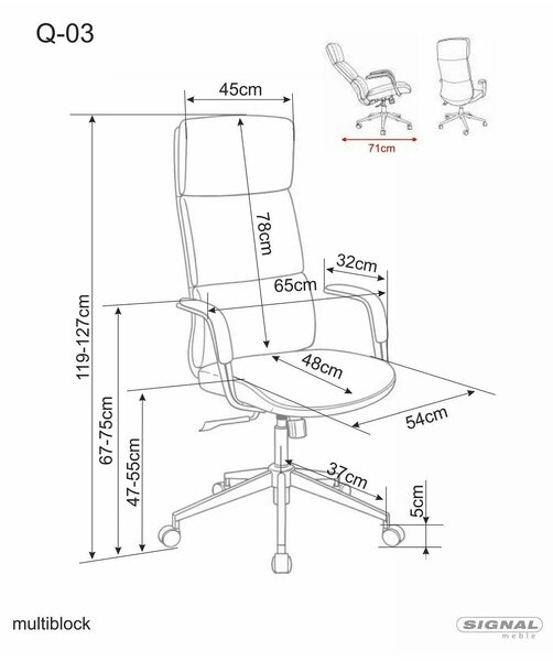 Scaun birou Q-03, bej, piele ecologică, 64x48x119 cm