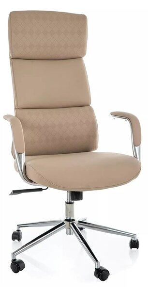 Scaun birou Q-03, bej, piele ecologică, 64x48x119 cm