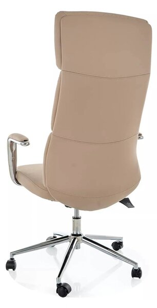 Scaun birou Q-03, bej, piele ecologică, 64x48x119 cm