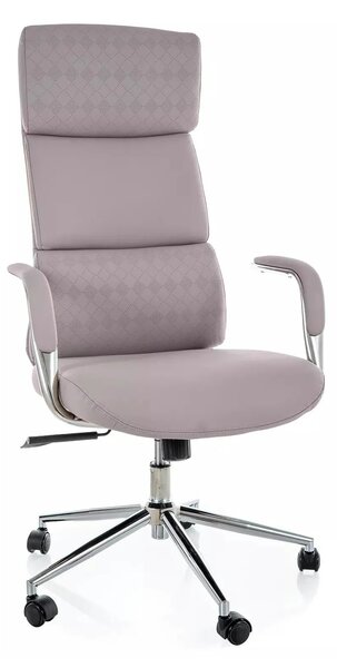 Scaun birou Q-03, gri, piele ecologică, 64x48x119 cm