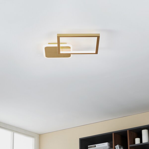 EGLO Plafonieră LED Gafares, aur, aluminiu, 33 cm telecomandă CCT, reglabil, Auriu / Alamă, Camera de zi / sufragerie, Metal, Modern, Plafon cu flacără multiplă