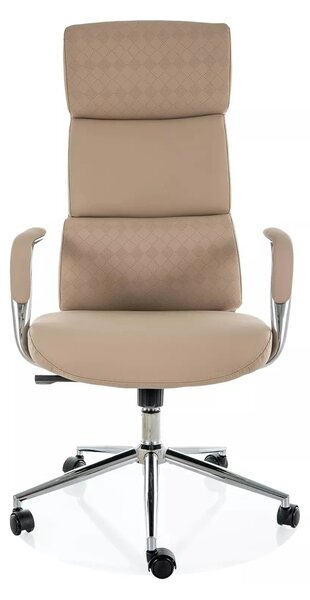 Scaun birou Q-03, bej, piele ecologică, 64x48x119 cm