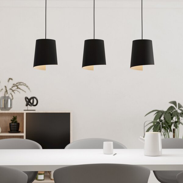 EGLO Lampă suspendată Bolivia negru/nisip, 3 lumini, reglabil, Negru, Camera de zi / sufragerie, Metal, Modern