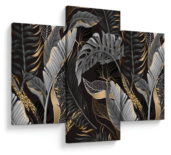 Tablou - Frunze tropicale, Galben - auriu (90x60 cm)