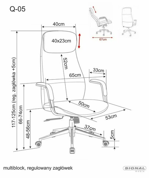 Scaun birou Q-05, bej, piele ecologică, 65x50x117 cm