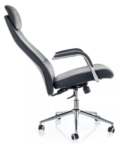 Scaun birou Q-05, negru, piele ecologică, 65x50x117 cm