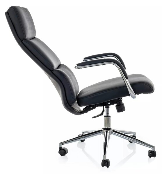 Scaun birou Q-03, negru, piele ecologică, 64x48x119 cm