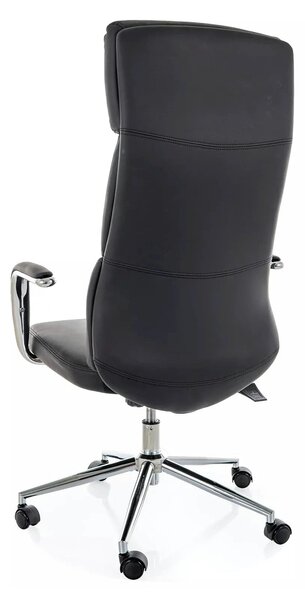 Scaun birou Q-03, negru, piele ecologică, 64x48x119 cm