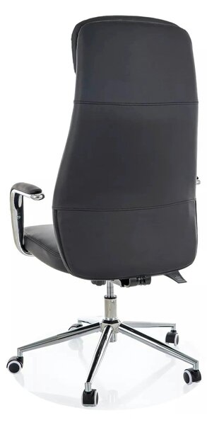 Scaun birou Q-05, negru, piele ecologică, 65x50x117 cm