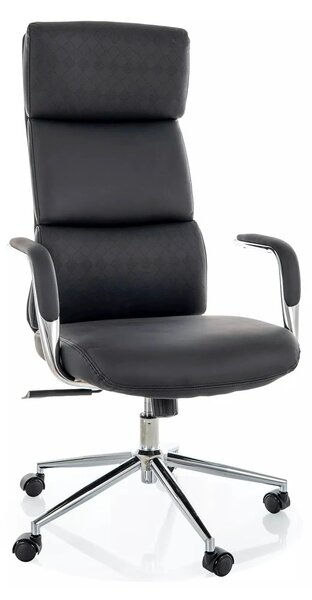 Scaun birou Q-03, negru, piele ecologică, 64x48x119 cm