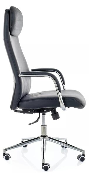 Scaun birou Q-05, negru, piele ecologică, 65x50x117 cm