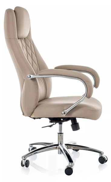 Scaun birou Q-07, bej, piele ecologică, 68x51x116 cm