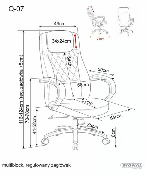 Scaun birou Q-07, bej, piele ecologică, 68x51x116 cm