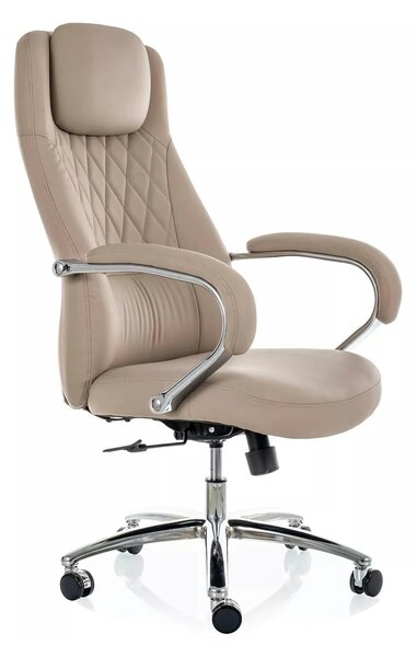 Scaun birou Q-07, bej, piele ecologică, 68x51x116 cm