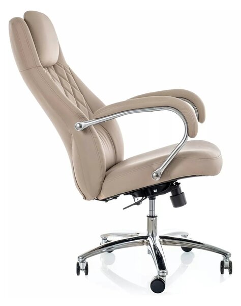 Scaun birou Q-07, bej, piele ecologică, 68x51x116 cm