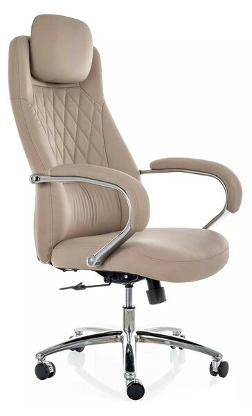 Scaun birou Q-07, bej, piele ecologică, 68x51x116 cm