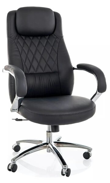 Scaun birou Q-07, negru, piele ecologică, 68x51x116 cm