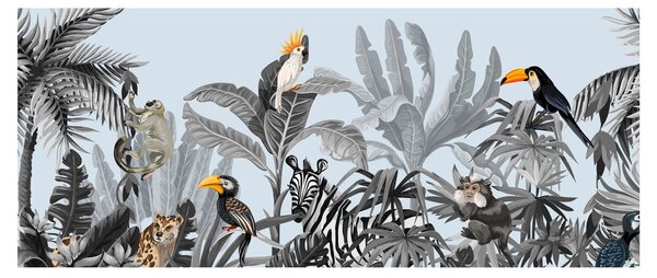 Tablou - Animale în pădurea tropicală (120x50 cm)