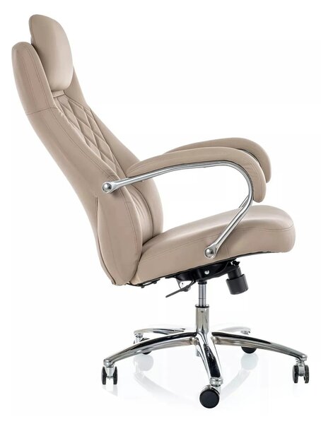 Scaun birou Q-07, bej, piele ecologică, 68x51x116 cm