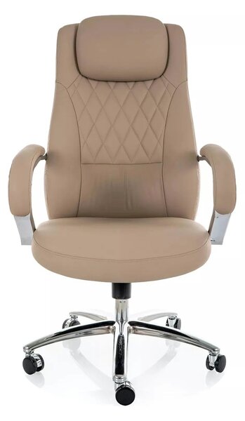 Scaun birou Q-07, bej, piele ecologică, 68x51x116 cm