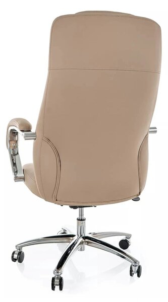Scaun birou Q-07, bej, piele ecologică, 68x51x116 cm