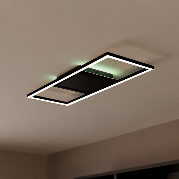 EGLO Plafonieră cu LED Calagrano-Z ZigBee RGB/CCT 64x24cm, reglabil, Negru, Camera de zi / sufragerie, Metal, Modern