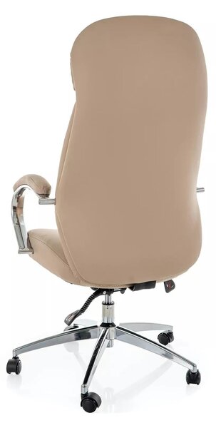 Scaun birou Q-09, bej, piele ecologică, 64x48x118 cm