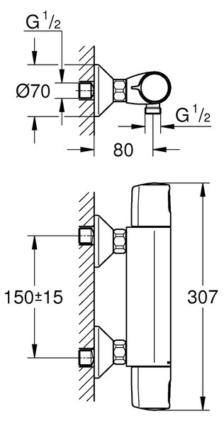 Grohe Precision baterie de duș perete cu termostat negru 1022172432
