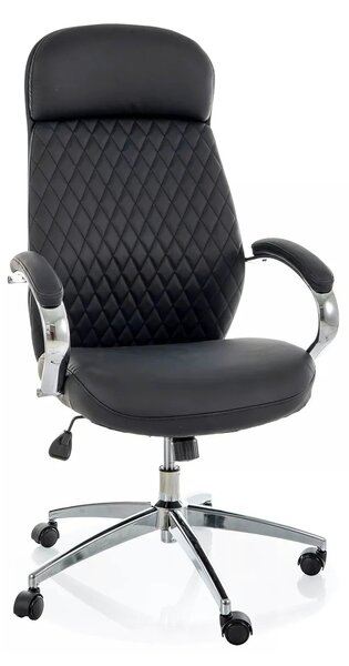 Scaun birou Q-09, negru, piele ecologică, 64x48x118 cm