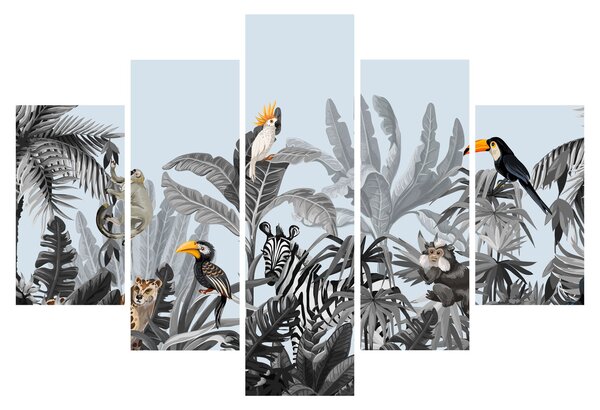 Tablou - Animale în pădurea tropicală (150x105 cm)