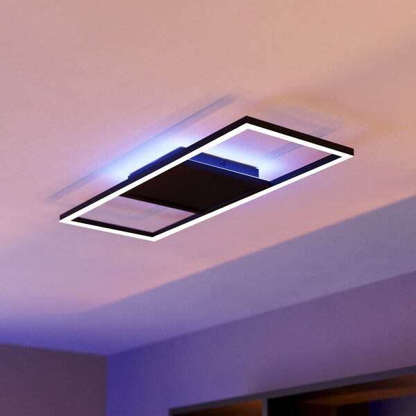 EGLO Plafonieră cu LED Calagrano-Z ZigBee RGB/CCT 64x24cm, reglabil, Negru, Camera de zi / sufragerie, Metal, Modern