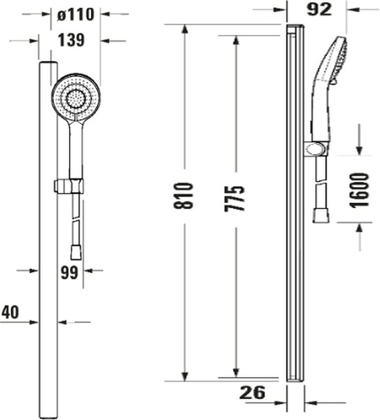 Duravit MinusFlow set de duș perete crom-alb UV0682004005