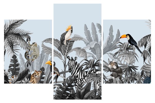 Tablou - Animale în pădurea tropicală (90x60 cm)