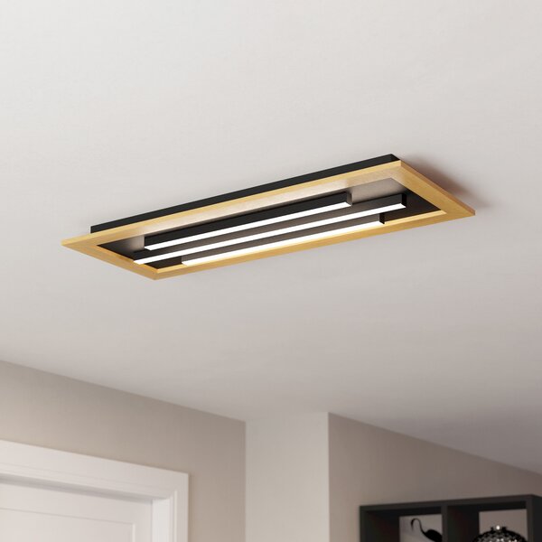 EGLO Plafonieră cu LED Tirrenara, telecomandă, 78x31cm, reglabil, Negru, Camera de zi / sufragerie, Metal, Modern