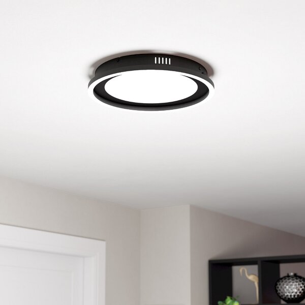 EGLO Plafonieră cu LED Calagrano telecomandă, Ø38cm, reglabil, Negru, Camera de zi / sufragerie, Metal, Modern