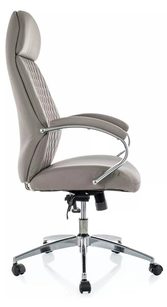 Scaun birou Q-09, gri, piele ecologică, 64x48x118 cm