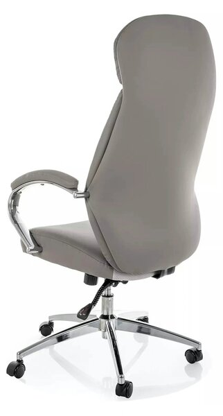 Scaun birou Q-09, gri, piele ecologică, 64x48x118 cm