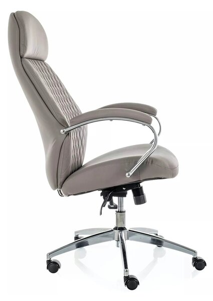 Scaun birou Q-09, gri, piele ecologică, 64x48x118 cm
